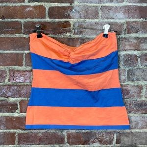 Y2K strapless Ralph Lauren Rugby Women stripped Tube Top Medium